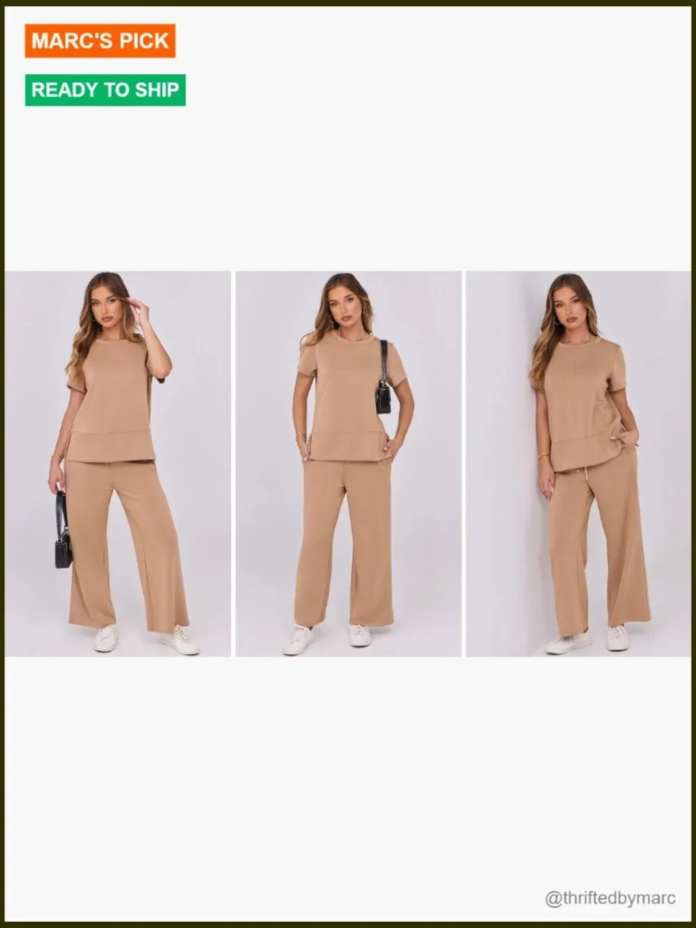 Loose Fit Two Piece Lounge Set Short Sleeve Wide Leg Tracksuit